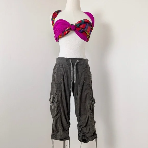 INC Cargo Capris Drawstrings Long Shorts Bermuda Mid Rise - Picture 8 of 11